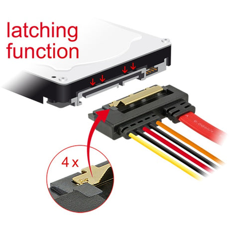 Delock prise d'alimentation sata 7 broches + molex 4 broches > adaptateur sata 22 broches à angle droit (noir rouge)