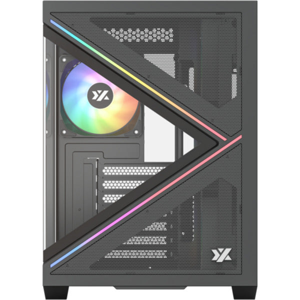 Boîtier tour midi Xyz PC Gear Qubex (noir | 2x USB-A | 1x USB-C | Verre trempé)