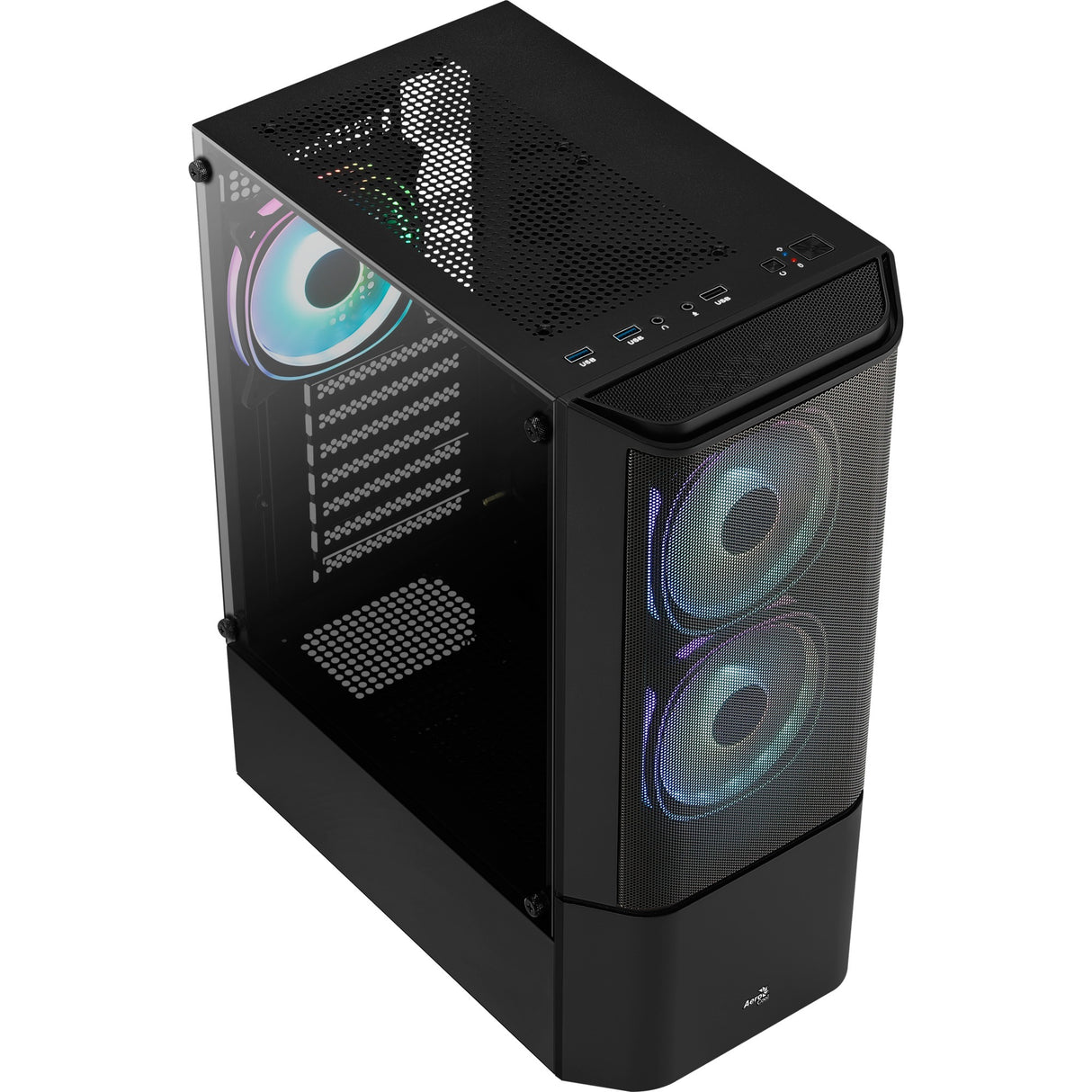 Boîtier tour midi Aerocool quantum mesh v3 (gris noir | 3x USB-A | RVB | fenêtre)