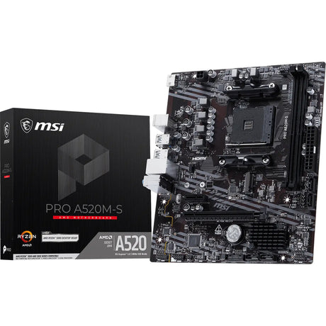 Msi pro a520m-s socket am4 moederbord (raid, gb-lan, sound, µatx)
