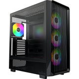 Boîtier tour midi Montech x5 (noir | 2x USB-A | 1x USB-C | verre trempé)