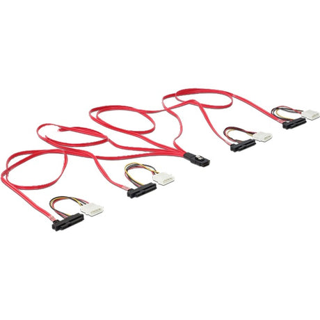 Delock mini SAS SFF-8087 > 4 x SAS SFF-8482 + adaptateur secteur (rouge noir, 1 mètre)