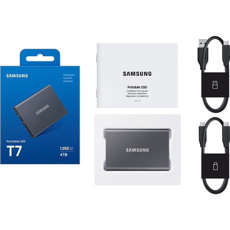 Disque SSD externe Samsung gris 57 mm x 85 mm x 8 mm