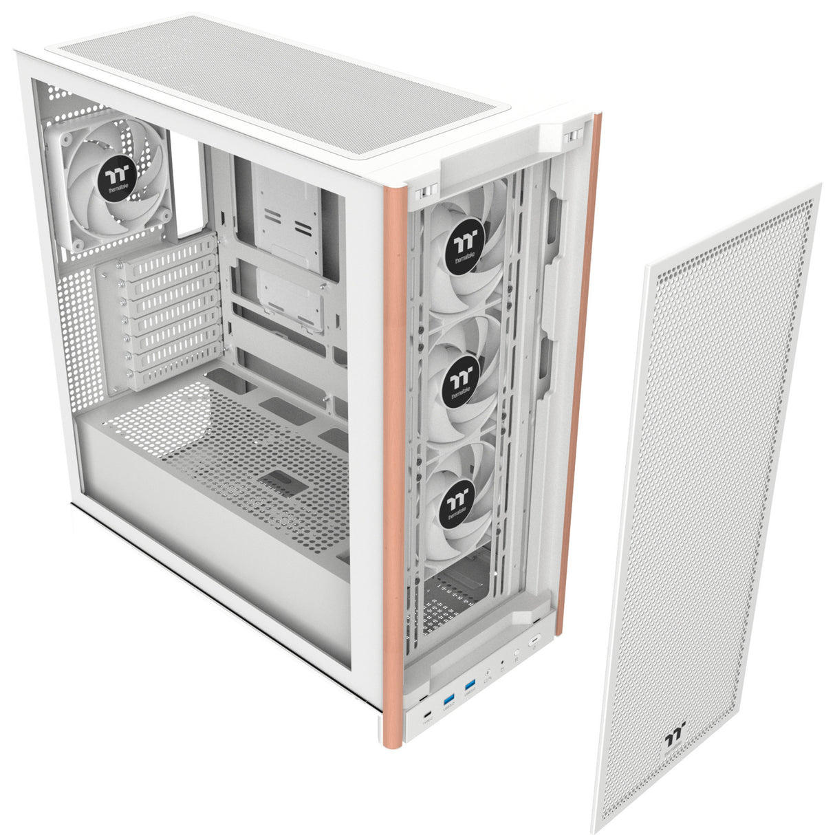 Thermaltake s370 ws snow midi tower behuizing (wit | 2x usb-a | 1x usb-c | tempered glass)