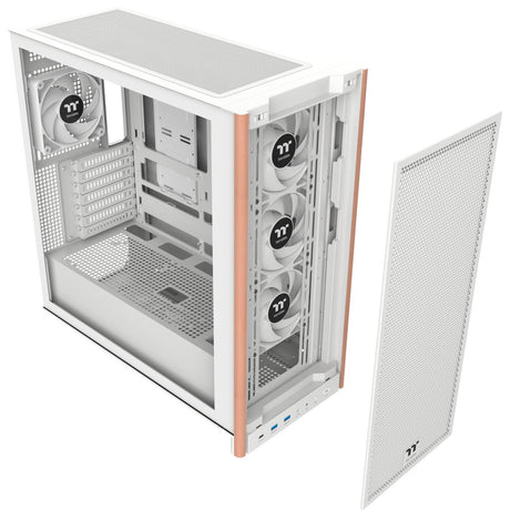 Thermaltake s370 ws snow midi tower behuizing (wit | 2x usb-a | 1x usb-c | tempered glass)