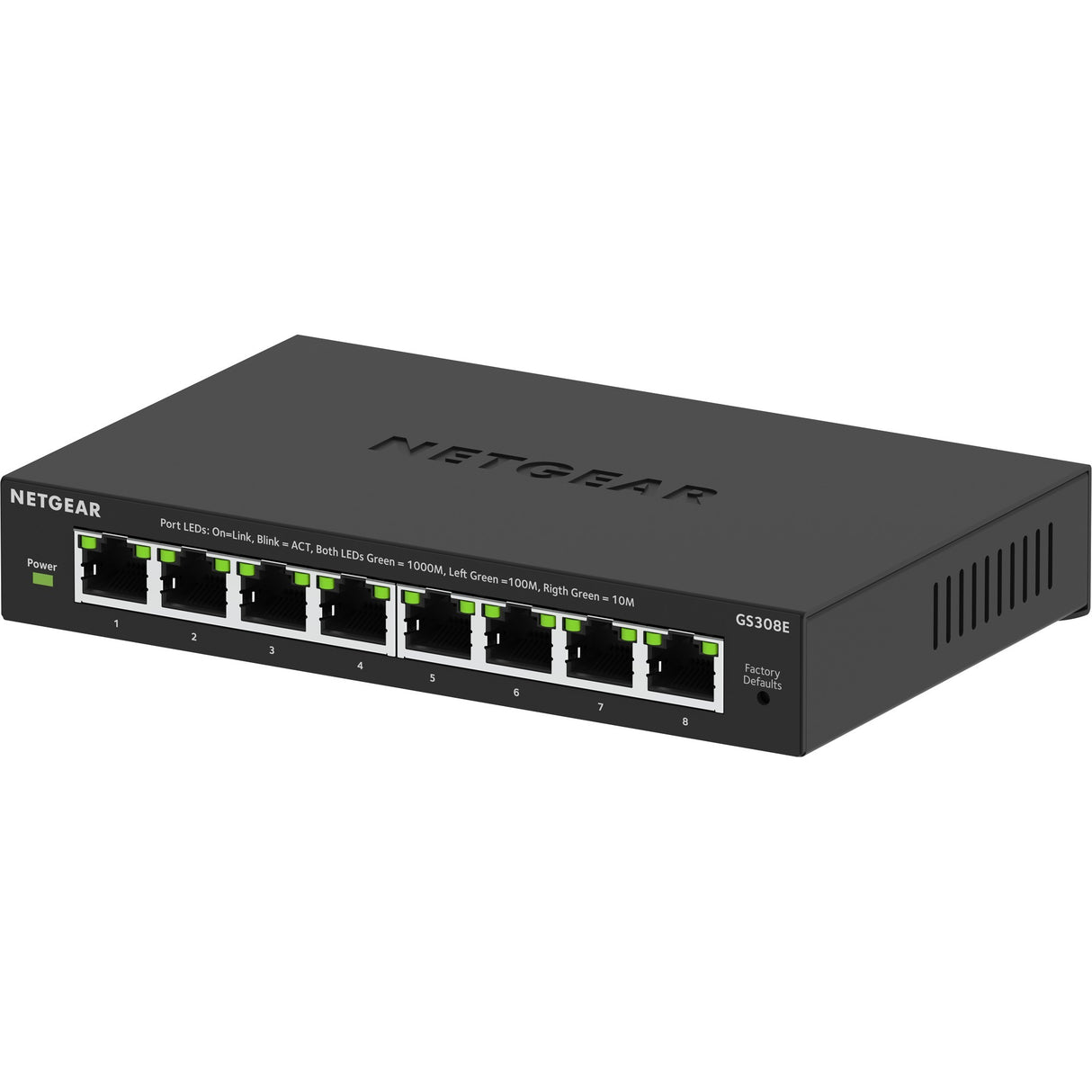 Commutateur Gigabit Ethernet Plus Netgear à 8 ports (GS308EV4) (noir)