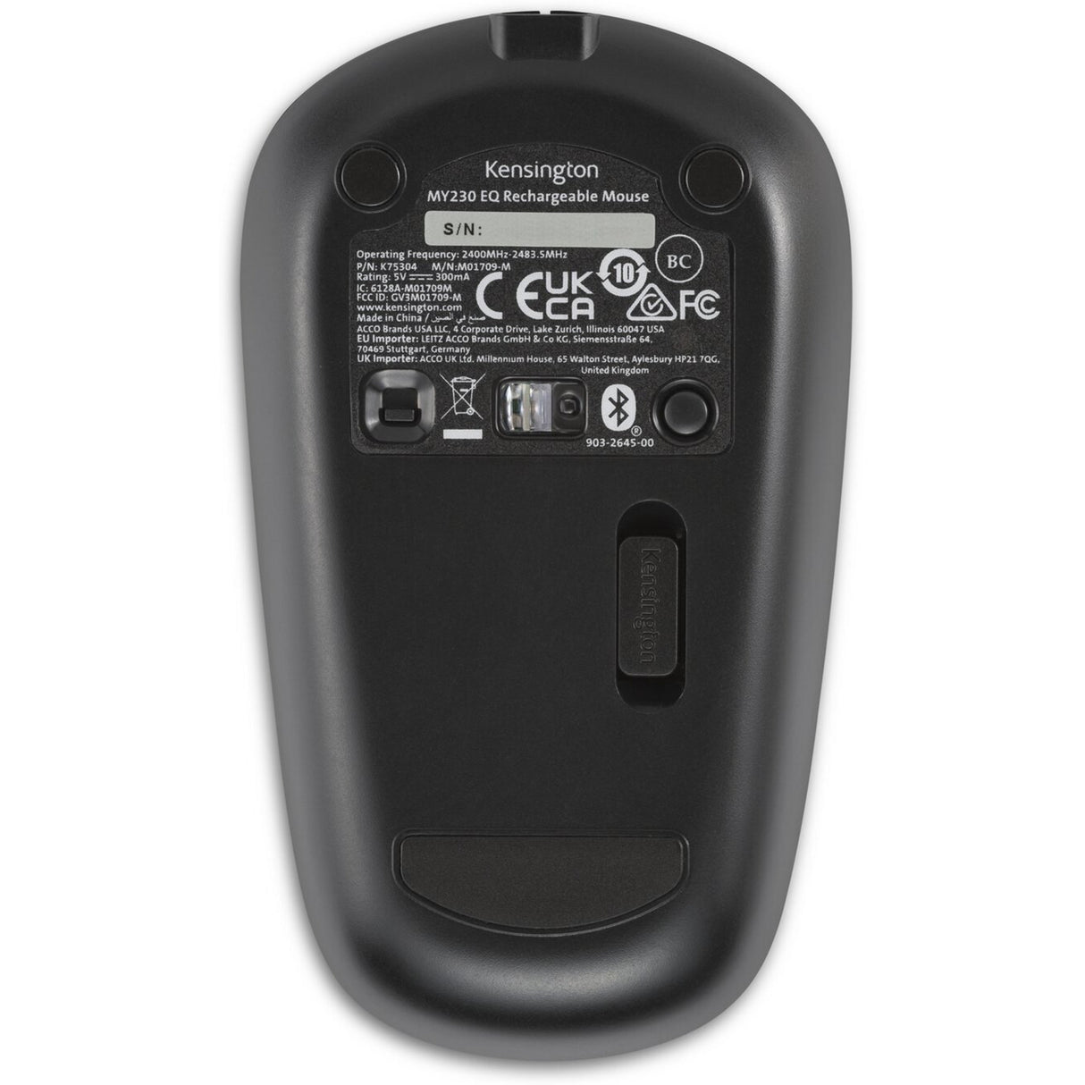 Souris rechargeable Kensington my230 eq - sans fil - taille moyenne (noir, Bluetooth, 2,4 GHz)