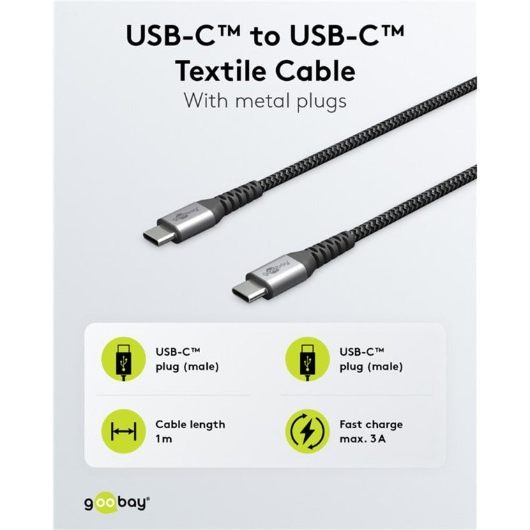 Goobay Chargeur rapide USB-C nano (65 W) et câble textile USB-C