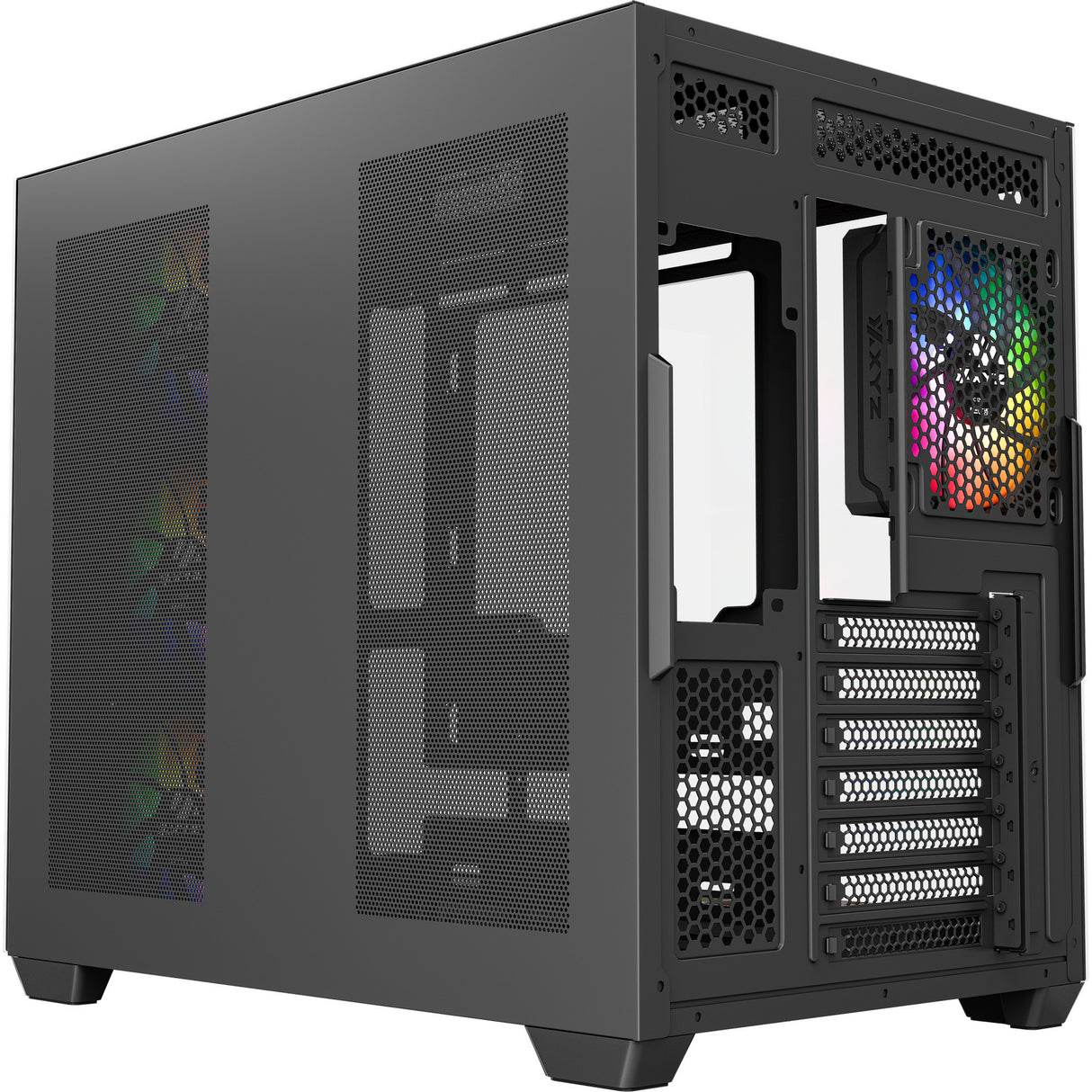 Boîtier tour midi Xyz pc gear tesseract x (noir | 2x USB-A | 1x USB-C | verre trempé)