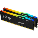 Kingston Fury Beast RGB 64 Go DDR5-5600 (2x 32 Go) RAM (noir, KF556C36bbe2ak2-64, XMP 3.0, Expo)