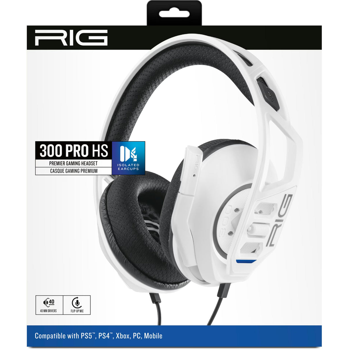 Nacon rig 300 pro hs casque de jeu supra-auriculaire (blanc, playstation 4, playstation 5, xbox, nintendo switch, pc)