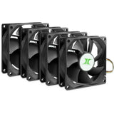 Inter-tech ipc fan set ventilateurs de boîtier 80 mm (noir, 4 pièces, 80 x 80 x 25 mm, pwm)