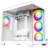Boîtier tour midi Xyz pc gear tesseract x (blanc | 2x USB-A | 1x USB-C | verre trempé)