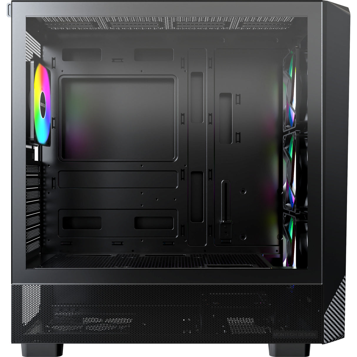 Boîtier tour midi Montech x5 (noir | 2x USB-A | 1x USB-C | verre trempé)