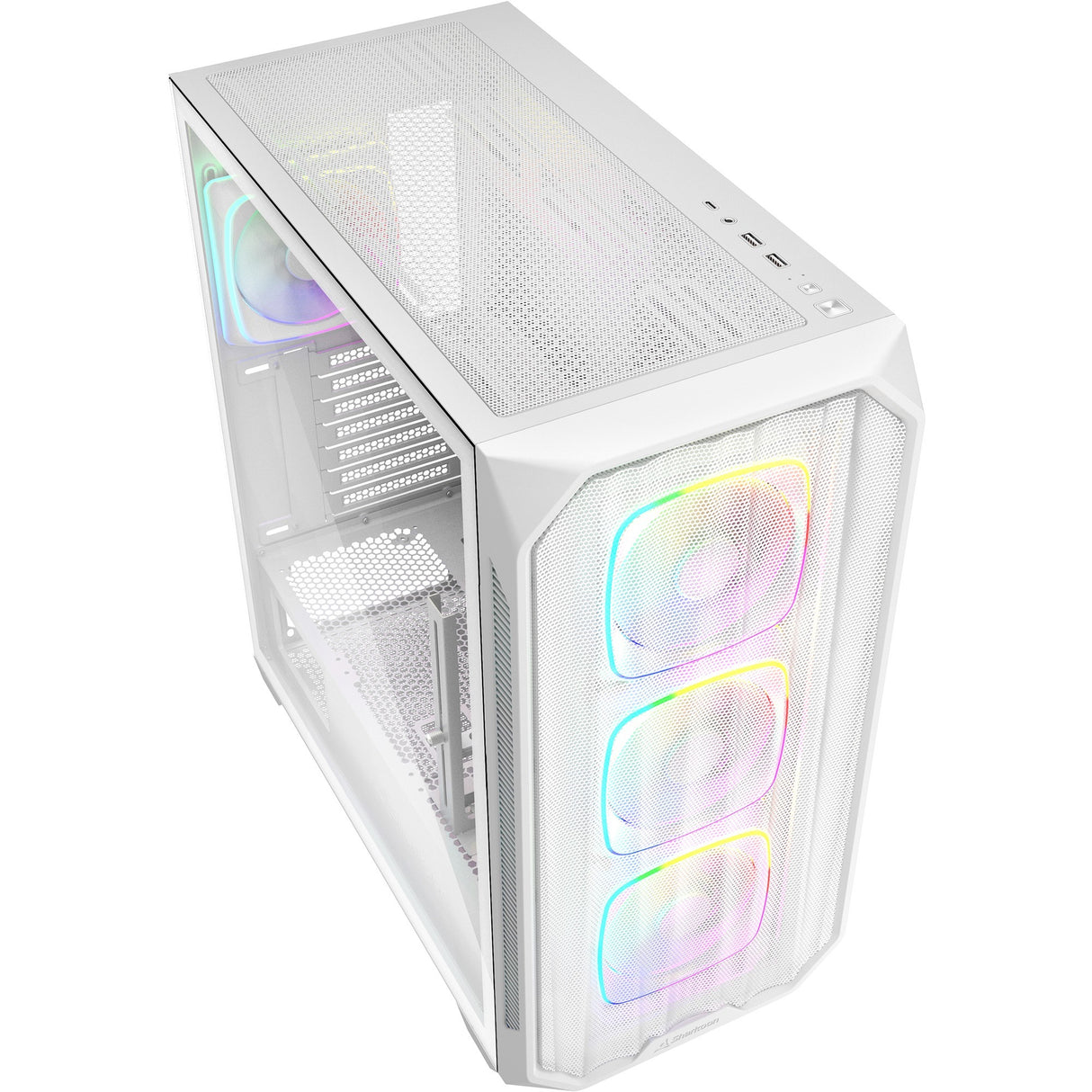 Boîtier tour midi Sharkoon ak5m rgb (blanc | 2x usb-a | 1x usb-c | rgb | verre trempé)