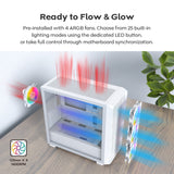 Boîtier tour midi Montech x5m (blanc | 2x USB-A | 1x USB-C | RGB | verre trempé)