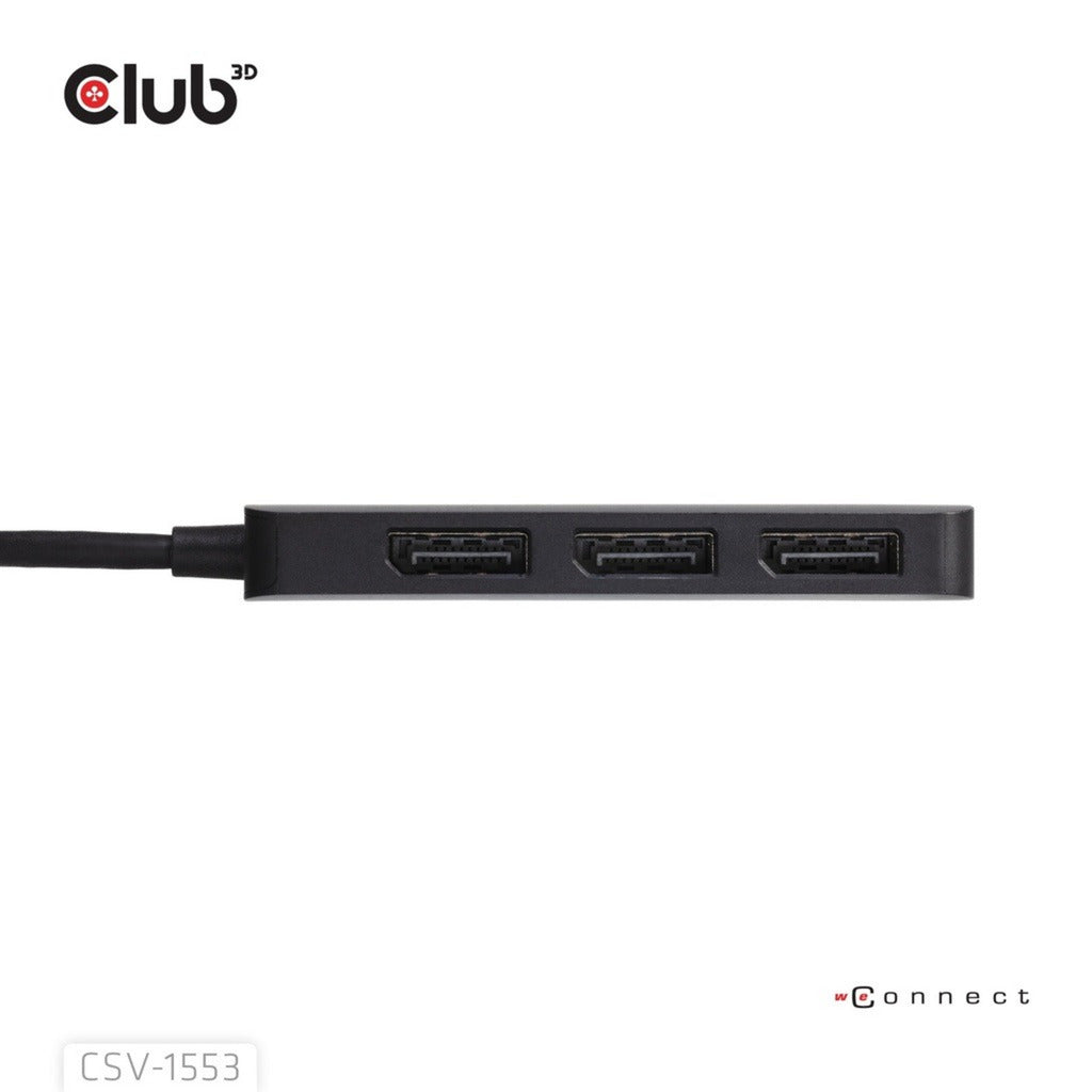 Club 3D Hub USB-C vers triple DisplayPort MST (noir, 4K60 Hz)