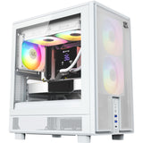 Boîtier tour midi Xyz pc gear atom (blanc | 2x USB-A | 1x USB-C | verre trempé)
