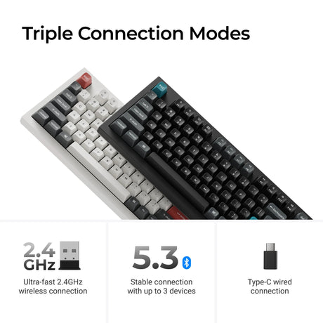 Keychron q5 ultra-m3 8k wireless custom mechanical keyboard (wit, us lay-out (qwerty), silk pom brown, 96%, rgb, hot swap, 8k, 2.4 ghz | bluetooth 5.2 | usb-c)