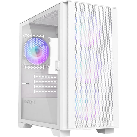 Boîtier mini tour Montech air 100 argb (blanc | 3x USB-A | verre trempé)