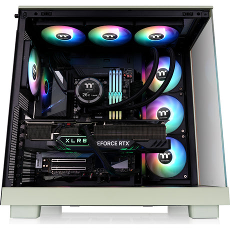 Thermaltake view 380 xl ws argb midi tower behuizing (lichtgroen houtkleur | 2x usb-a | 1x usb-c | rgb | tempered glass)