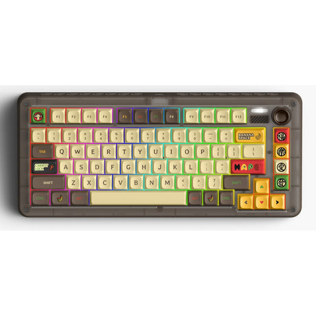 Clavier mécanique sans fil Iqunix zx75 happy ape (marron, disposition américaine (qwerty), ttc Holy Panda, 75 %, LED RVB, remplaçable à chaud, pbt double prise, 2,4 GHz | Bluetooth 5.1 | USB-C)