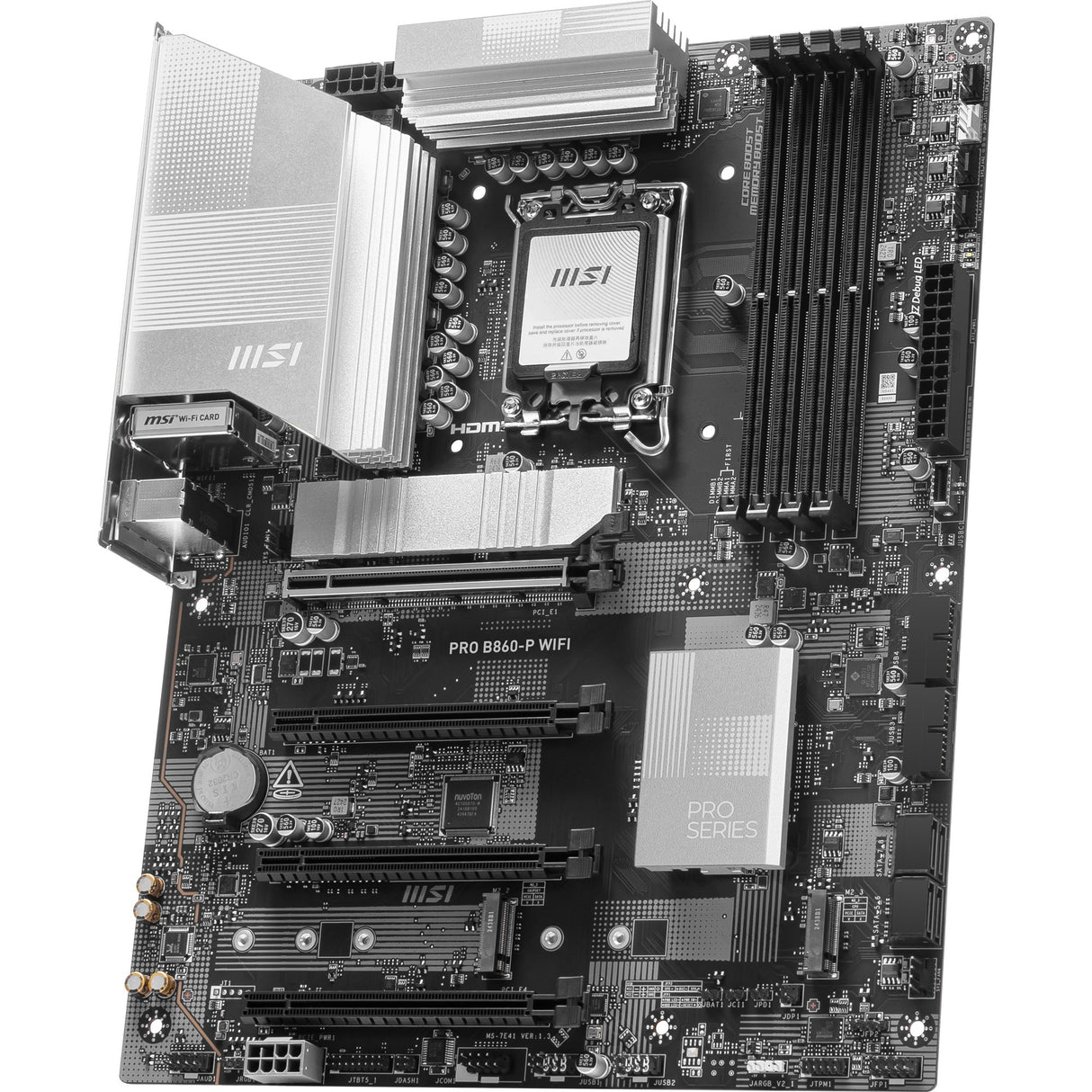 Carte mère MSI Pro B860-P WiFi Socket 1851 (argent, RAID, 5 Go-LAN, WiFi 7, BT, son, ATX)