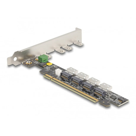 Delock carte pci express x16 vers 4 x adaptateur réseau interne sff-8654 4i nvme