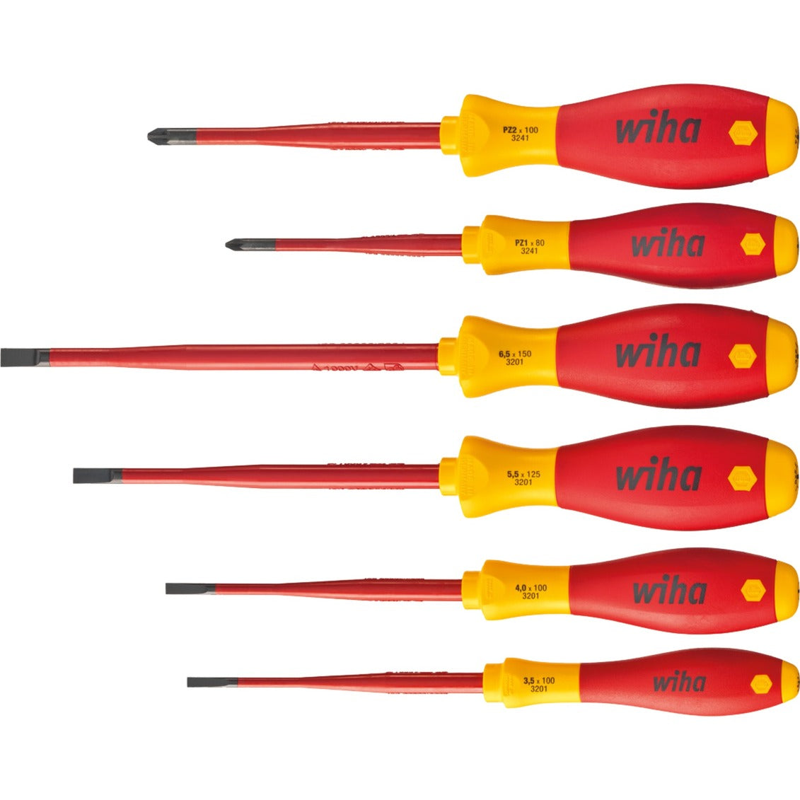 Wiha jeu de tournevis finition douce électrique slimfix (rouge jaune, 6 pièces)