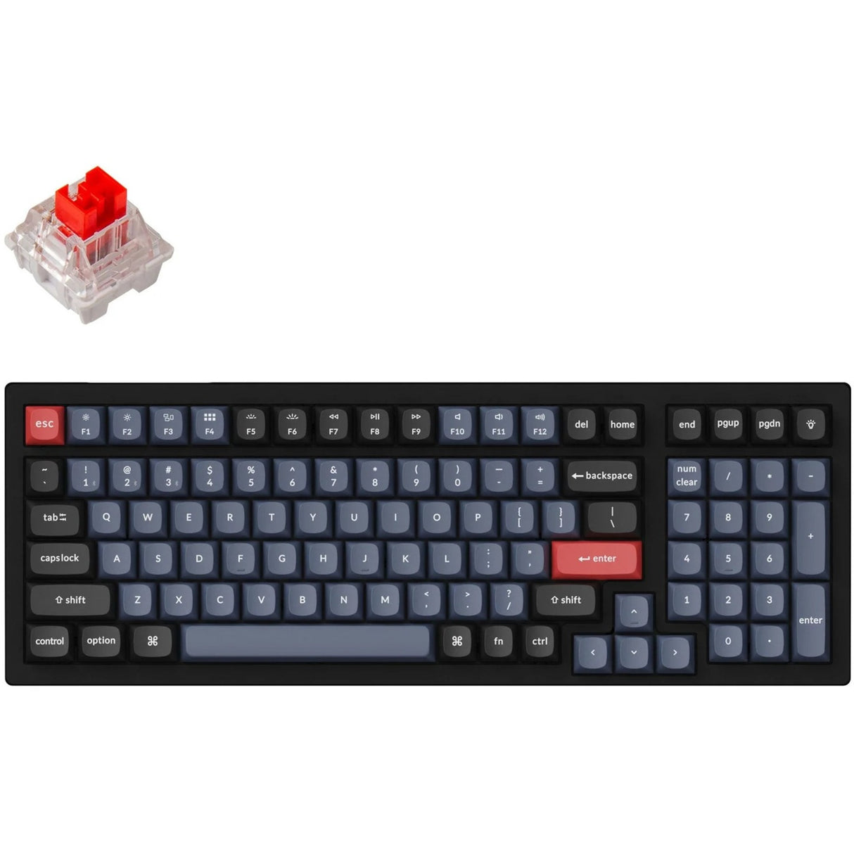 Clavier mécanique Keychron k4 pro-h1 rgb (noir, disposition américaine (qwerty), k pro rouge, 96%, leds rgb, hot swap, double-shot pbt, bluetooth 5.1)
