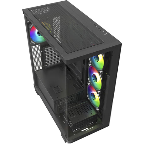 Boîtier tour midi Sharkoon Elite Shark CA500 (noir | 2x USB-A | 1x USB-C | RVB | verre trempé)