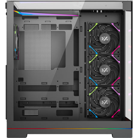 Boîtier tour midi Xyz PC Gear Tesseract A-RGB (noir | 2x USB-A | 1x USB-C | RVB | Verre trempé)