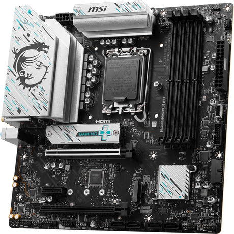 Carte mère MSI B760M Gaming Plus WiFi Socket 1700 (noir argent, RAID, 2,5 Go LAN, Wi-Fi 6e, BT, Sound, µATX)