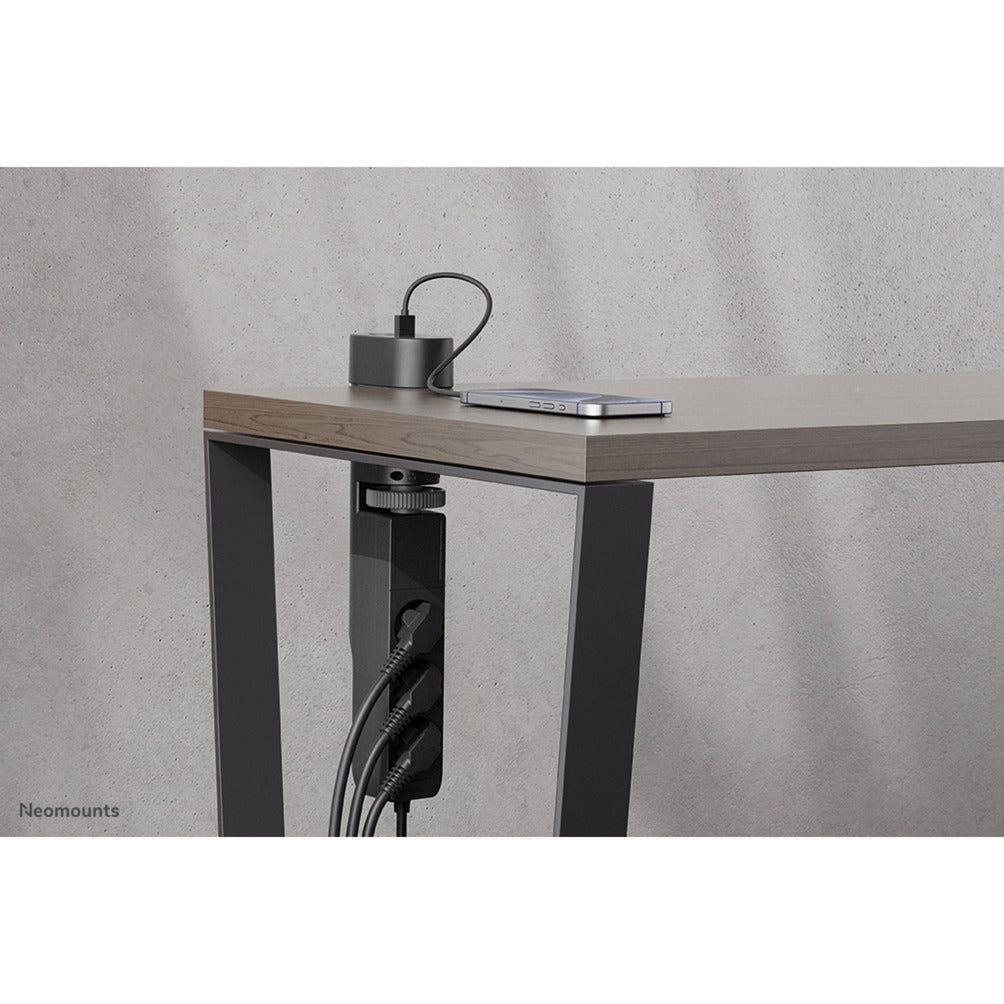 Neomounts ds22-840bl6 prise de bureau avec pince, 1,4 m, intérieur, type f, plastique, noir, alimentation