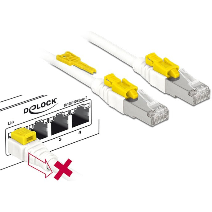 Delock câble réseau rj-45 sécurisé avec cat.6a (blanc, 85335, 5 mètres)
