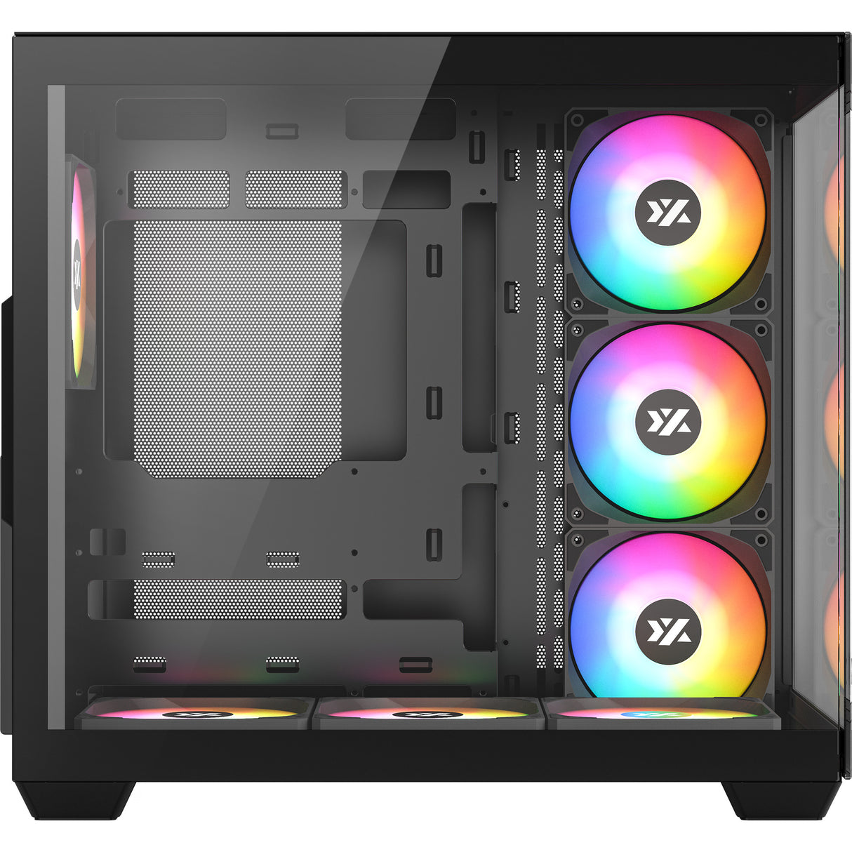 Boîtier tour midi Xyz pc gear tesseract x (noir | 2x USB-A | 1x USB-C | verre trempé)