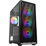 Boîtier tour midi Sharkoon vk4 arc-en-ciel (noir | 2x usb-a | rgb | verre trempé)