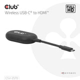 Adaptateur émetteur et récepteur sans fil USB-C vers HDMI Club 3D (noir)