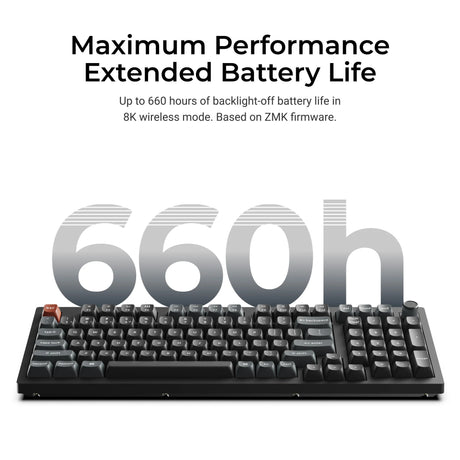 Clavier mécanique personnalisé sans fil Keychron v5 ultra 8k (noir, disposition américaine (qwerty), pompon de soie marron, 96 %, RVB, échange à chaud, 2,4 GHz | Bluetooth 5.3 | USB-C)