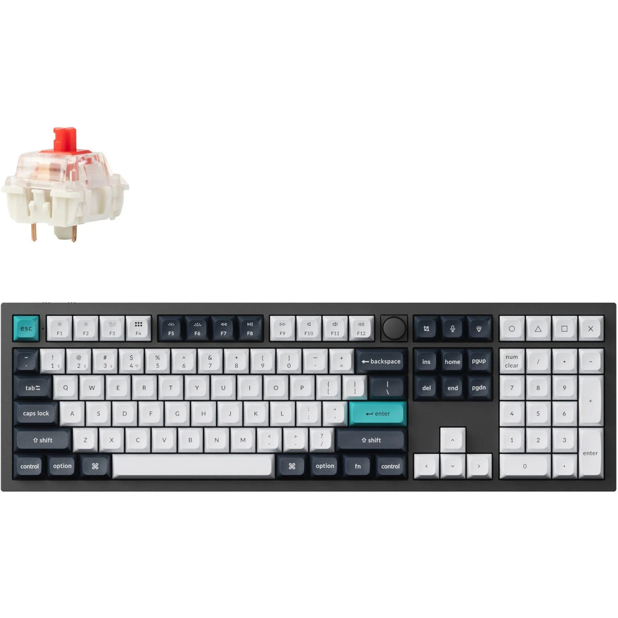 Clavier mécanique Keychron Q6 Max-M1 RGB (noir, disposition US (QWERTY), Gateron Jupiter Red, 100 %, LED RGB, PBT double-shot KSA, hot swap, bouton, 2,4 GHz | Bluetooth 5.1 | USB-C)