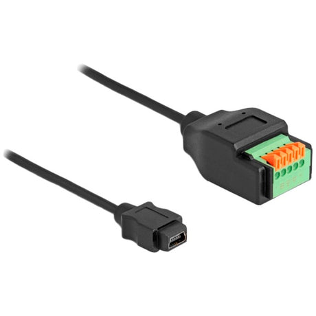 Delock Adaptateur USB 2.0, USB 2.0 type mini-B femelle > bornier 5 broches (noir, 15 cm)