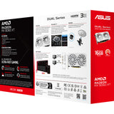 Carte graphique Asus Radeon RX 9060 XT Dual White Edition 16 Go (blanc, RDNA4, GDDR6, 2x Display Port, 1x HDMI 2.1)