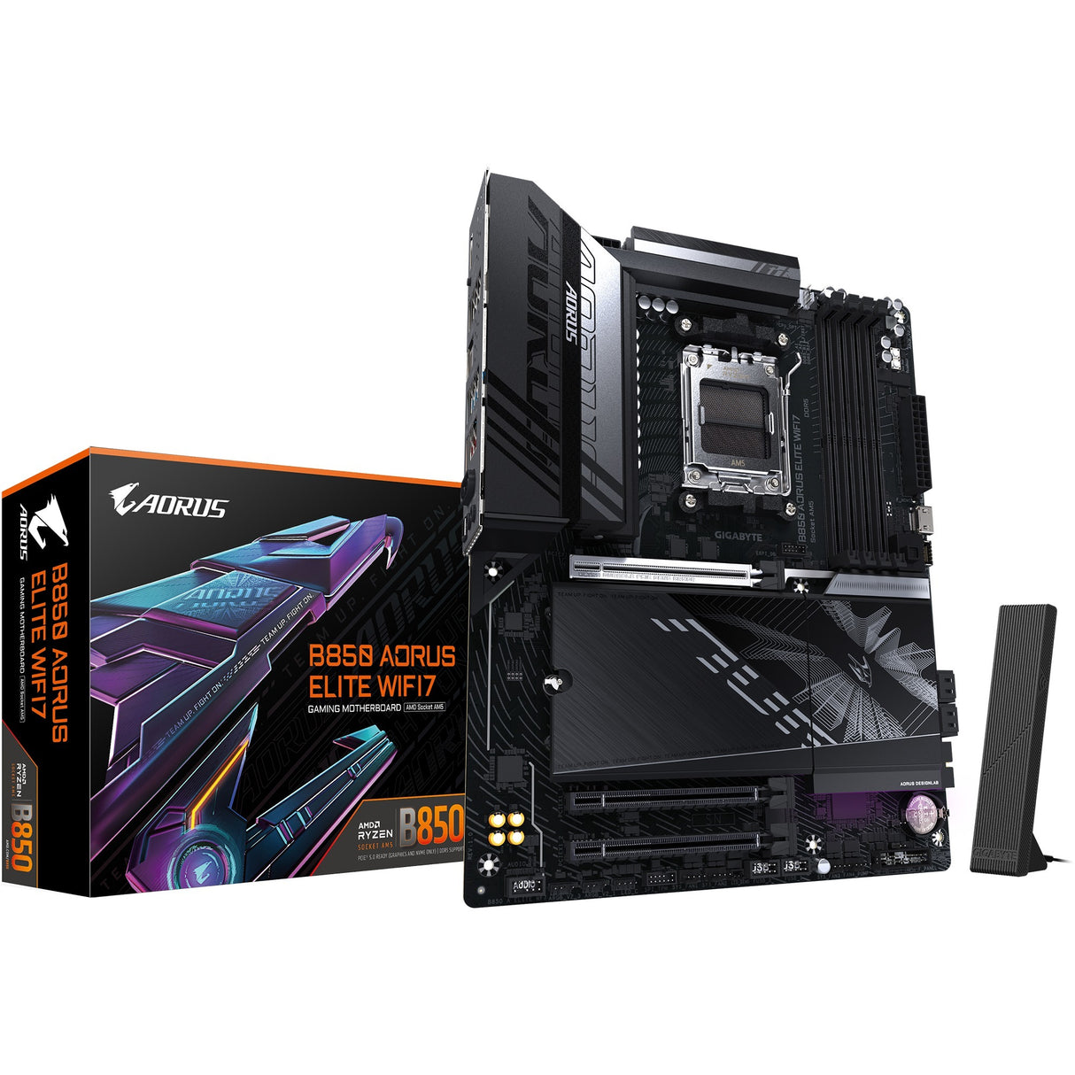 Carte mère Gigabyte B850 Aorus Elite WiFi7 Socket AM5 (noir, RAID, 2,5 Go-LAN, WiFi 7, BT, son, ATX)