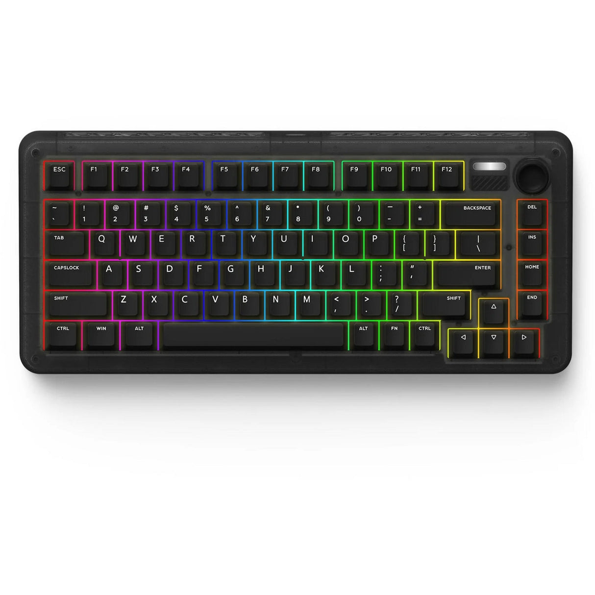Clavier mécanique sans fil Iqunix zx75 côté obscur (noir, disposition américaine (qwerty), rouge gateron, 75 %, LED RVB, remplaçable à chaud, pbt double prise, 2,4 GHz | Bluetooth 5.1 | USB-C)