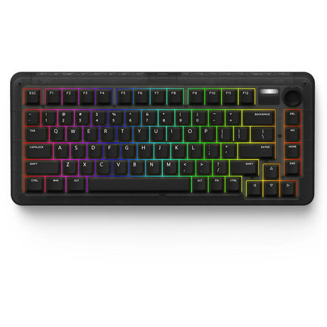 Clavier mécanique sans fil Iqunix zx75 côté obscur (noir, disposition américaine (qwerty), rouge gateron, 75 %, LED RVB, remplaçable à chaud, pbt double prise, 2,4 GHz | Bluetooth 5.1 | USB-C)