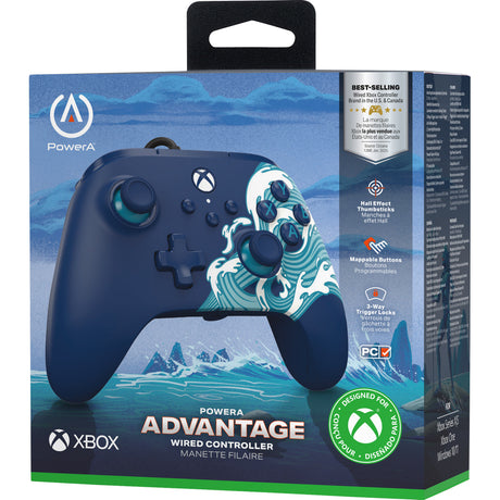 Manette Powera Advantage avec câble pour Xbox Series X|s - Water Wave (bleu azur, Xbox Series X|s, Xbox One, PC)