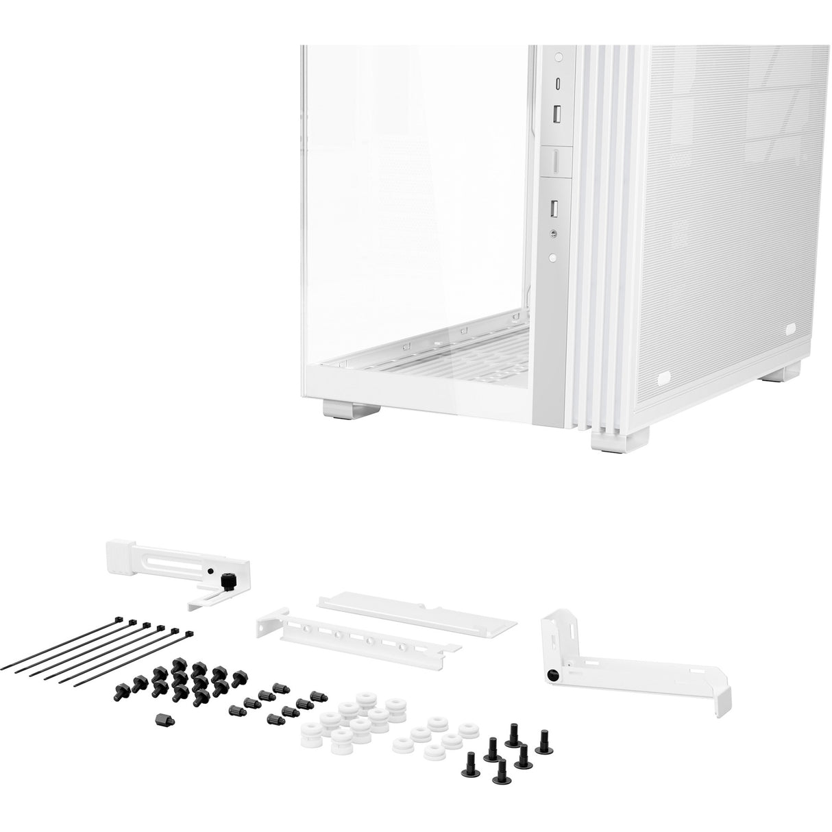 Soyez silencieux! base lumineuse 600 lx boîtier tour midi (blanc | 2x USB-A | 1x USB-C | RGB | verre trempé)