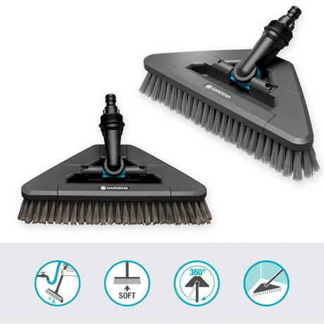 Gardena cleansystem poignée brosse brosse de lavage souple et flexible (gris, 18812-20)