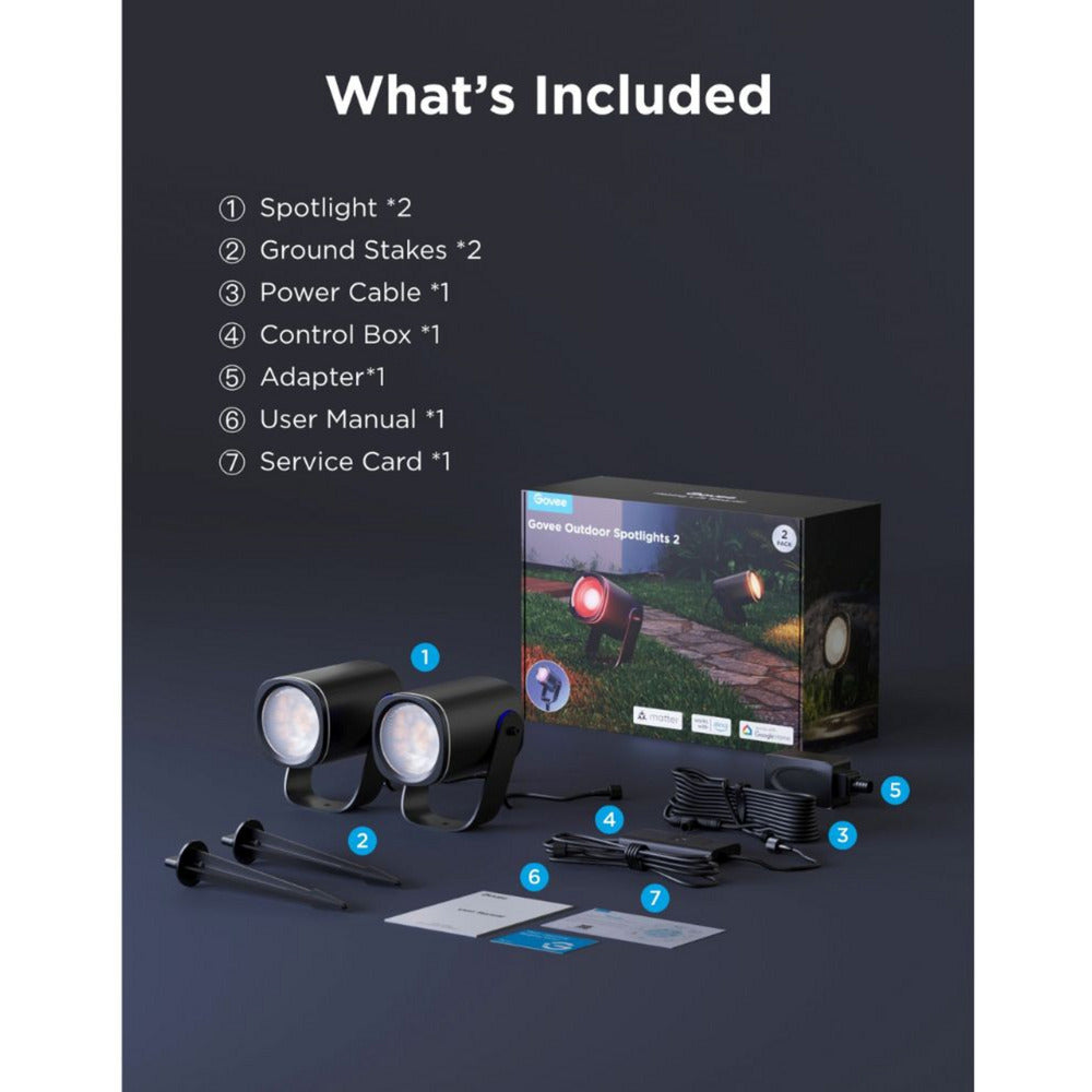 Les spots d'extérieur intelligents Govee comptent rgbicww - pack de 2 spots de jardin