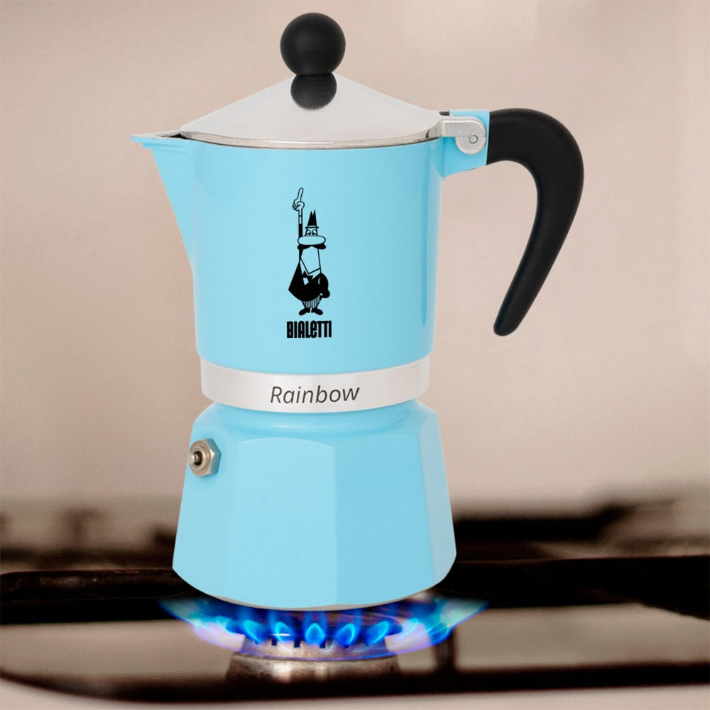 Machine à expresso Bialetti arc-en-ciel (bleu clair, 6 tasses)